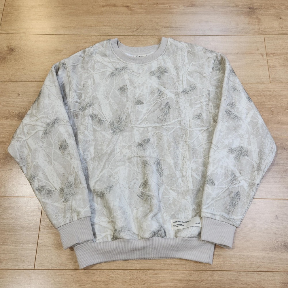 Comfrt Sweatshirt Womens XS Gray Camo Fleece Crewneck Pullover Relaxed Fit